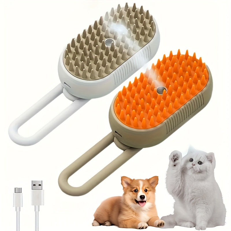 Pet Steam Brush 3-in-1 Cat and Dog Brush Self Cleaning with Steam Spray