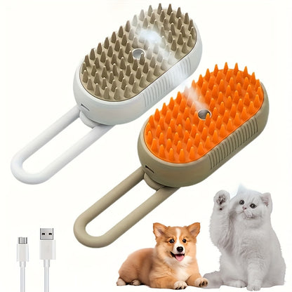 Pet Steam Brush 3-in-1 Cat and Dog Brush Self Cleaning with Steam Spray