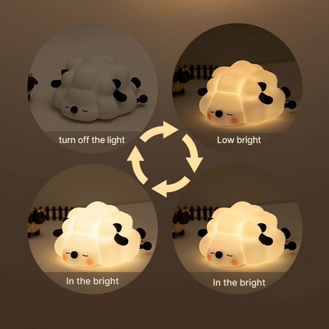 Silicone Sheep Night Light – USB Rechargeable LED Bedside Lamp