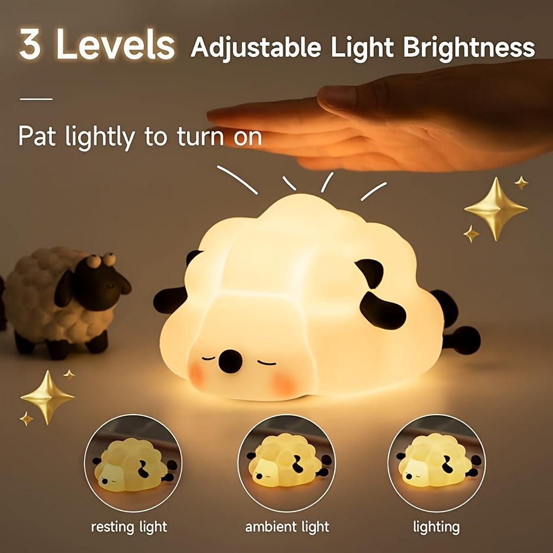 Silicone Sheep Night Light – USB Rechargeable LED Bedside Lamp