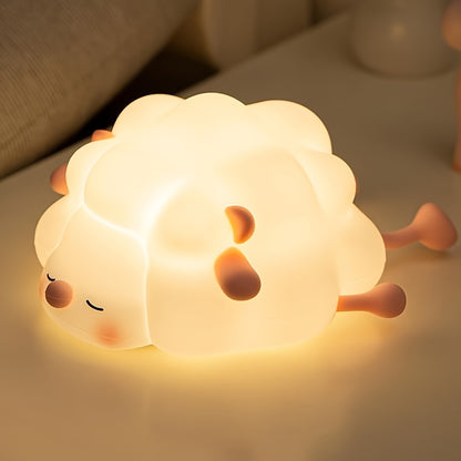 Silicone Sheep Night Light – USB Rechargeable LED Bedside Lamp