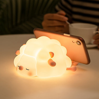 Silicone Sheep Night Light – USB Rechargeable LED Bedside Lamp
