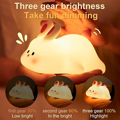 Silicone Rabbit Night Light (3 brightness / USB rechargeable)