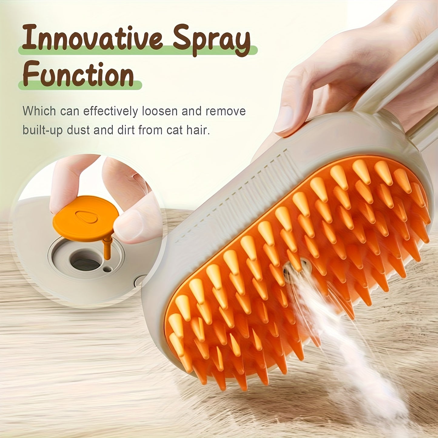 Pet Steam Brush 3-in-1 Cat and Dog Brush Self Cleaning with Steam Spray