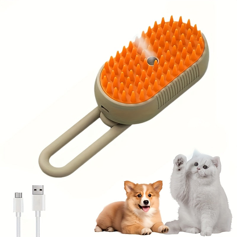 Pet Steam Brush 3-in-1 Cat and Dog Brush Self Cleaning with Steam Spray