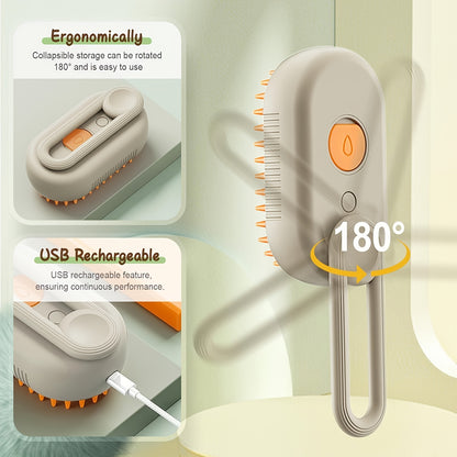 Pet Steam Brush 3-in-1 Cat and Dog Brush Self Cleaning with Steam Spray